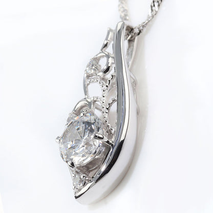天然ダイヤモンド フェザー ネックレス 鑑定書付き 0.5ct 唐草 透かし 羽根 レディース 18金 プラチナ フェアリー 高級 上品 妻 感謝 特別 ギフト (品番 mh-0426-4-cgl)