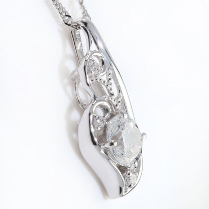 天然ダイヤモンド フェザー ネックレス 鑑定書付き 0.5ct 唐草 透かし 羽根 レディース 18金 プラチナ フェアリー 高級 上品 妻 感謝 特別 ギフト (品番 mh-0426-4-cgl)