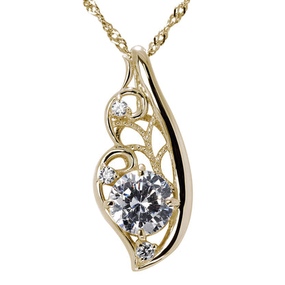 天然ダイヤモンド フェザー ネックレス 鑑定書付き 0.5ct 唐草 透かし 羽根 レディース 18金 プラチナ フェアリー 高級 上品 妻 感謝 特別 ギフト (品番 mh-0426-4-cgl)