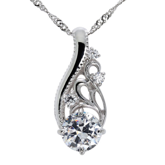 レディース ダイヤモンド ネックレス 0.5ct 鑑定書付き アラベスク 18金 プラチナ リーフ ミル調 華やか 高級 上品 誕生日 記念日 特別なジュエリー (品番 mh-0427-4-cgl)