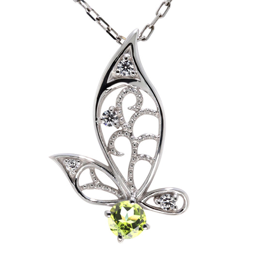 ネックレス 蝶 バタフライ レディース K10 K18 Pt900 SV925 ペンダント 誕生石 選べる 天然石 女性 人気 大人 上品 おしゃれ おすすめ 工房直販 (品番 mh-0428)