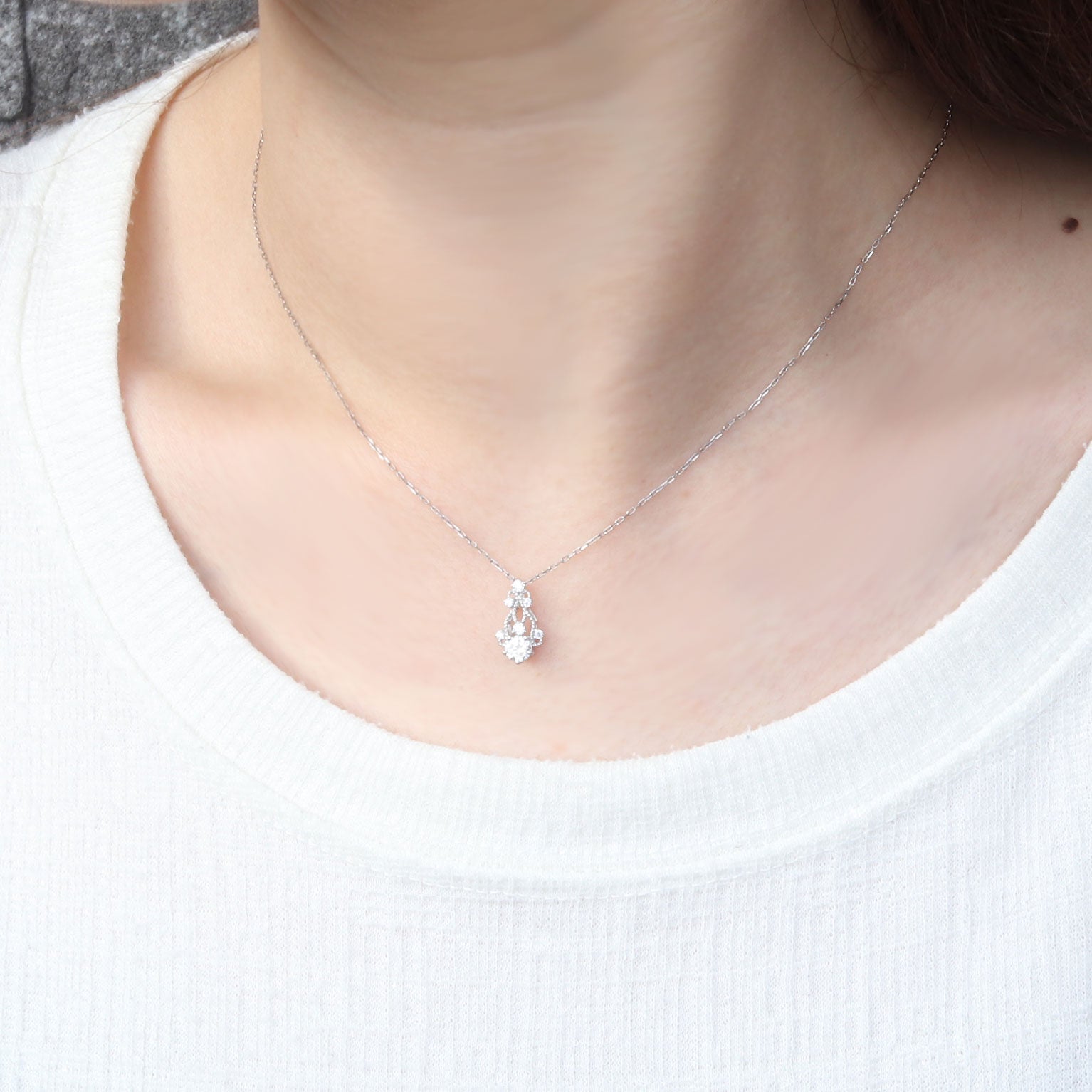 レディース ネックレス 透かし ミル SV925 K10 K18 Pt900 ダイヤモンド 綺麗 おすすめ 女性 エレガント オリジナル ジュエリー 手作り 工房直販 (品番 mh-0429)