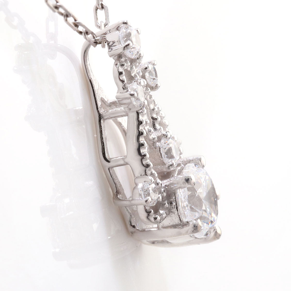 プラチナ ネックレス レディース ダイヤモンド 0.25ct 鑑定書付き 18金 選べる クラリティ 透かし ミル 上品 誕生日 記念日 プレゼント おすすめ (品番 mh-0429-4-cgl)