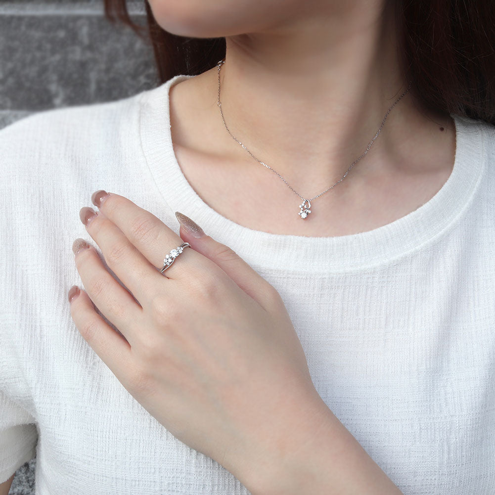 レディース ペンダントトップ 空枠 3mm リーフ 花 Pt900 K18 K10 SV925 フラワー セミオーダー 小花 上品 華やか 特別なジュエリー ギフト向け (品番 mh-0430-kw)