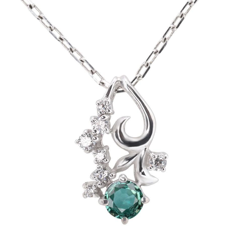 アレキサンドライト フラワー ネックレス レディース 可愛い ペンダント 花 k10 k18 pt900 希少石 小花 綺麗 誕生日 記念日 プレゼント (品番 mh-0430-alex)