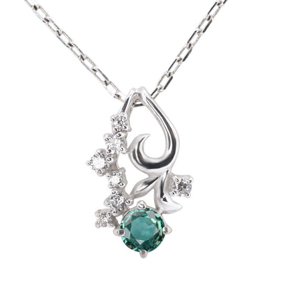 アレキサンドライト フラワー ネックレス レディース 可愛い ペンダント 花 k10 k18 pt900 希少石 小花 綺麗 誕生日 記念日 プレゼント (品番 mh-0430-alex)
