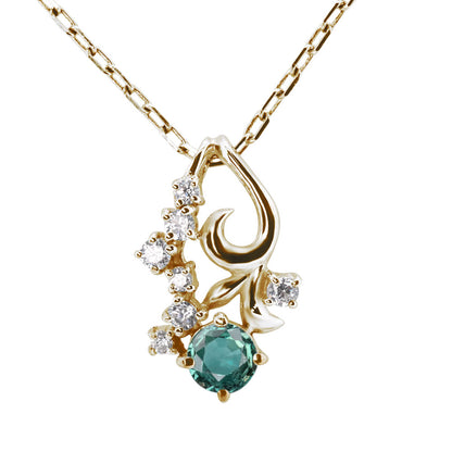 アレキサンドライト フラワー ネックレス レディース 可愛い ペンダント 花 k10 k18 pt900 希少石 小花 綺麗 誕生日 記念日 プレゼント (品番 mh-0430-alex)