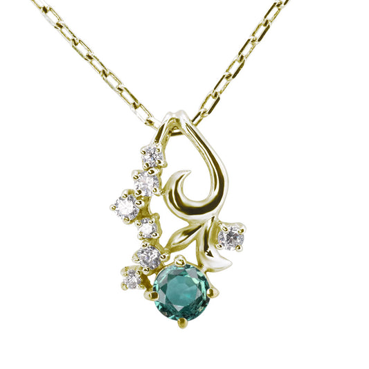 アレキサンドライト フラワー ネックレス レディース 可愛い ペンダント 花 sv925 k10 k18 pt900 希少石 小花 綺麗 誕生日 記念日 プレゼント (品番 mh-0430-alex)