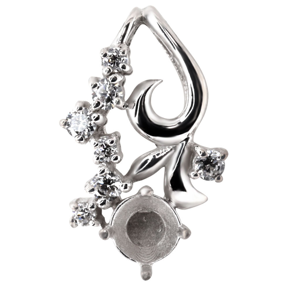 レディース ペンダントトップ 空枠 3mm リーフ 花 Pt900 K18 K10 SV925 フラワー セミオーダー 小花 上品 華やか 特別なジュエリー ギフト向け (品番 mh-0430-kw)