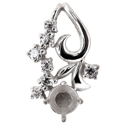 レディース ペンダントトップ 空枠 3mm リーフ 花 Pt900 K18 K10 SV925 フラワー セミオーダー 小花 上品 華やか 特別なジュエリー ギフト向け (品番 mh-0430-kw)