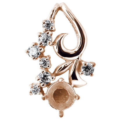 レディース ペンダントトップ 空枠 3mm リーフ 花 Pt900 K18 K10 SV925 フラワー セミオーダー 小花 上品 華やか 特別なジュエリー ギフト向け (品番 mh-0430-kw)