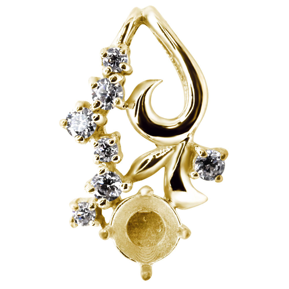 レディース ペンダントトップ 空枠 3mm リーフ 花 Pt900 K18 K10 SV925 フラワー セミオーダー 小花 上品 華やか 特別なジュエリー ギフト向け (品番 mh-0430-kw)