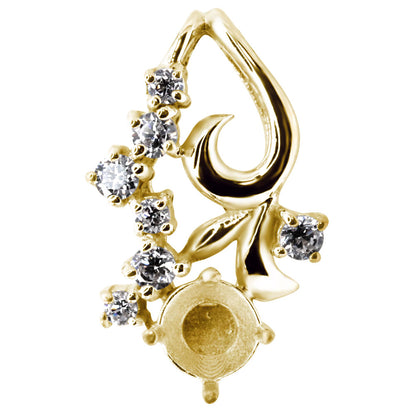 レディース ペンダントトップ 空枠 3mm リーフ 花 Pt900 K18 K10 SV925 フラワー セミオーダー 小花 上品 華やか 特別なジュエリー ギフト向け (品番 mh-0430-kw)