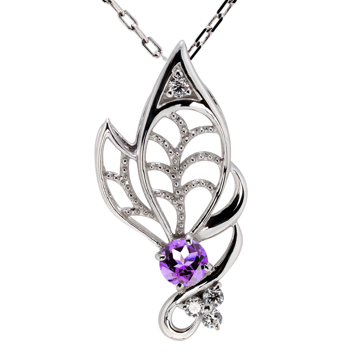 蝶モチーフ ネックレス レディース 誕生石 透かし 可憐 SV925 K10 K18 Pt900 選べるカラー ペンダント 羽 バタフライ 人気 女性 大人 華やか おしゃれ (品番 mh-0433)