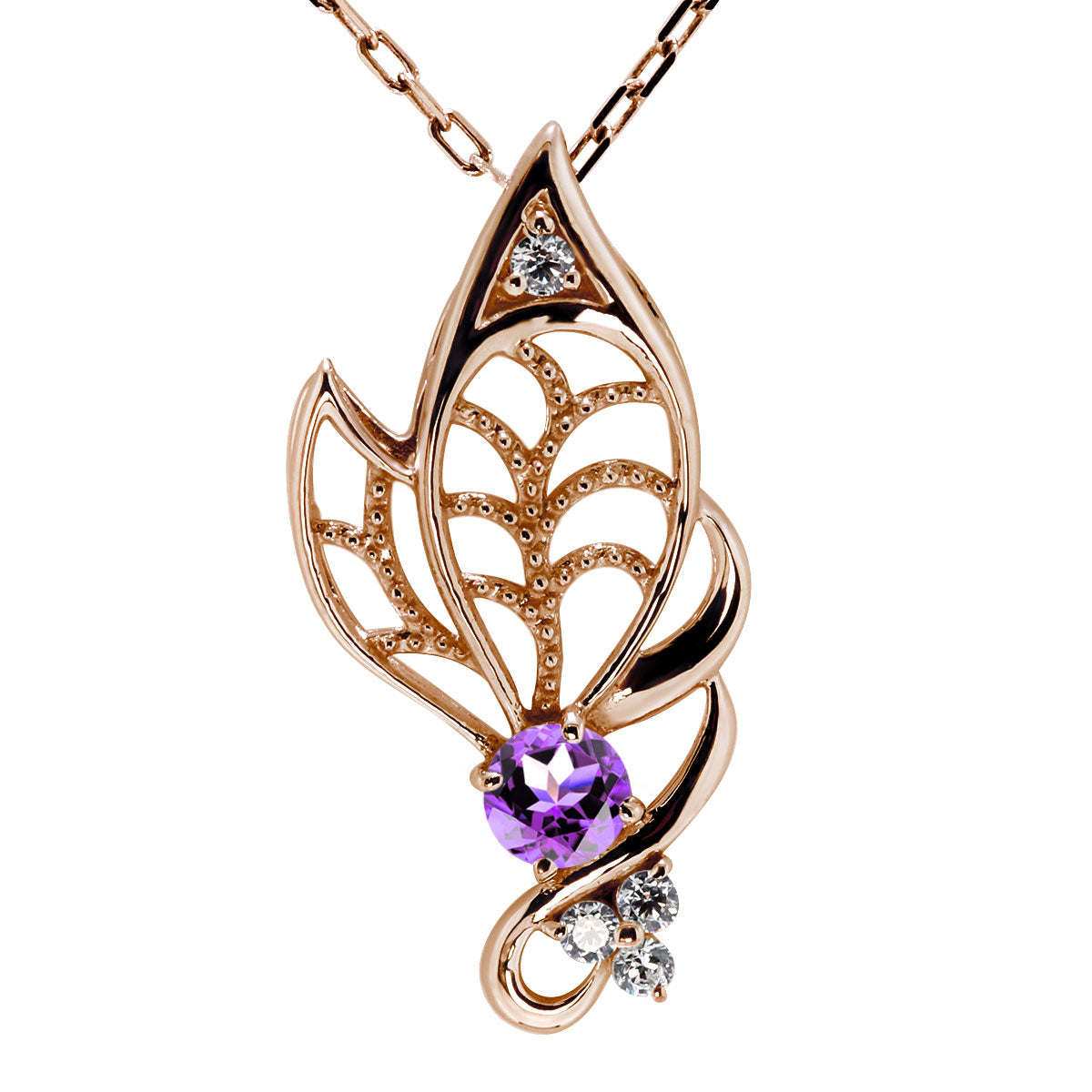 蝶モチーフ ネックレス レディース 誕生石 透かし 可憐 SV925 K10 K18 Pt900 選べるカラー ペンダント 羽 バタフライ 人気 女性 大人 華やか おしゃれ (品番 mh-0433)