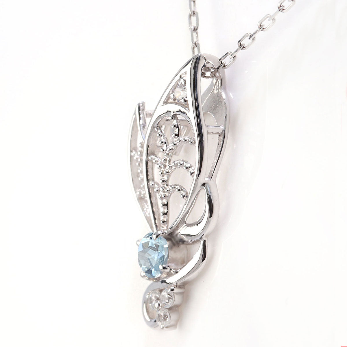 蝶モチーフ ネックレス レディース 誕生石 透かし 可憐 SV925 K10 K18 Pt900 選べるカラー ペンダント 羽 バタフライ 人気 女性 大人 華やか おしゃれ (品番 mh-0433)