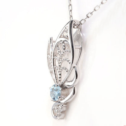 蝶モチーフ ネックレス レディース 誕生石 透かし 可憐 SV925 K10 K18 Pt900 選べるカラー ペンダント 羽 バタフライ 人気 女性 大人 華やか おしゃれ (品番 mh-0433)