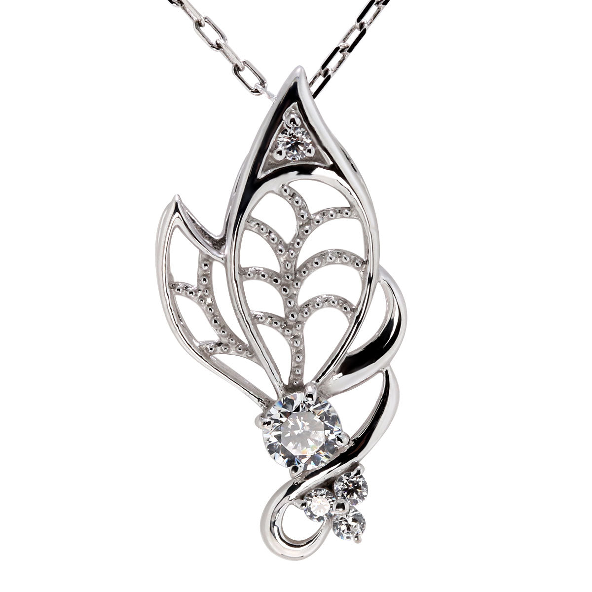 蝶モチーフ ネックレス レディース 誕生石 透かし 可憐 SV925 K10 K18 Pt900 選べるカラー ペンダント 羽 バタフライ 人気 女性 大人 華やか おしゃれ (品番 mh-0433)