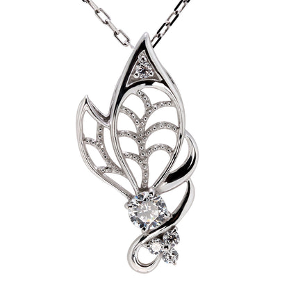 蝶モチーフ ネックレス レディース 誕生石 透かし 可憐 SV925 K10 K18 Pt900 選べるカラー ペンダント 羽 バタフライ 人気 女性 大人 華やか おしゃれ (品番 mh-0433)