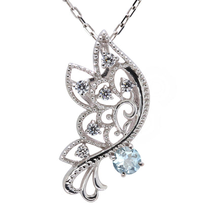 バタフライ ネックレス レディース 透かし 誕生石 ミルグレイン 蝶 キラキラ アラベスク K10 K18 Pt900 SV925 曲線 上品 大人女子 可愛い デート (品番 mh-0434)