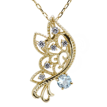 バタフライ ネックレス レディース 透かし 誕生石 ミルグレイン 蝶 キラキラ アラベスク K10 K18 Pt900 SV925 曲線 上品 大人女子 可愛い デート (品番 mh-0434)