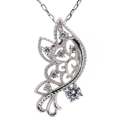 バタフライ ネックレス レディース 透かし 誕生石 ミルグレイン 蝶 キラキラ アラベスク K10 K18 Pt900 SV925 曲線 上品 大人女子 可愛い デート (品番 mh-0434)