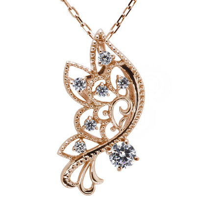 バタフライ ネックレス レディース 透かし 誕生石 ミルグレイン 蝶 キラキラ アラベスク K10 K18 Pt900 SV925 曲線 上品 大人女子 可愛い デート (品番 mh-0434)