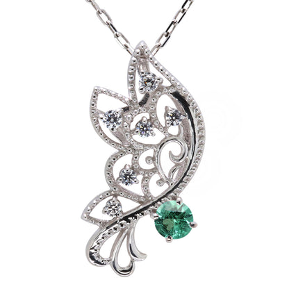 バタフライ ネックレス レディース 透かし 誕生石 ミルグレイン 蝶 キラキラ アラベスク K10 K18 Pt900 SV925 曲線 上品 大人女子 可愛い デート (品番 mh-0434)