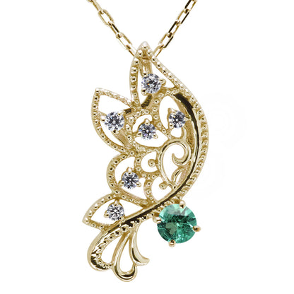 バタフライ ネックレス レディース 透かし 誕生石 ミルグレイン 蝶 キラキラ アラベスク K10 K18 Pt900 SV925 曲線 上品 大人女子 可愛い デート (品番 mh-0434)