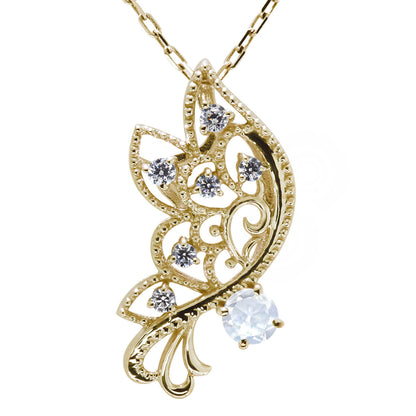 バタフライ ネックレス レディース 透かし 誕生石 ミルグレイン 蝶 キラキラ アラベスク K10 K18 Pt900 SV925 曲線 上品 大人女子 可愛い デート (品番 mh-0434)
