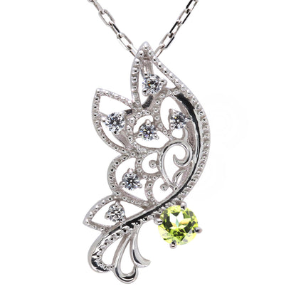 バタフライ ネックレス レディース 透かし 誕生石 ミルグレイン 蝶 キラキラ アラベスク K10 K18 Pt900 SV925 曲線 上品 大人女子 可愛い デート (品番 mh-0434)
