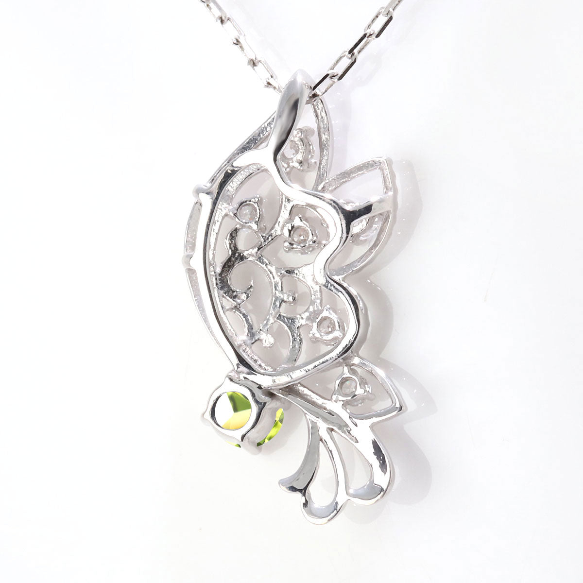 バタフライ ネックレス レディース 透かし 誕生石 ミルグレイン 蝶 キラキラ アラベスク K10 K18 Pt900 SV925 曲線 上品 大人女子 可愛い デート (品番 mh-0434)