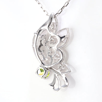 バタフライ ネックレス レディース 透かし 誕生石 ミルグレイン 蝶 キラキラ アラベスク K10 K18 Pt900 SV925 曲線 上品 大人女子 可愛い デート (品番 mh-0434)