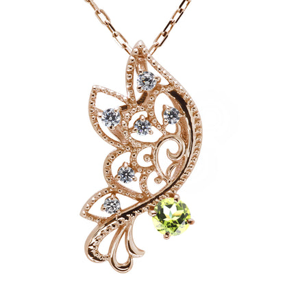 バタフライ ネックレス レディース 透かし 誕生石 ミルグレイン 蝶 キラキラ アラベスク K10 K18 Pt900 SV925 曲線 上品 大人女子 可愛い デート (品番 mh-0434)