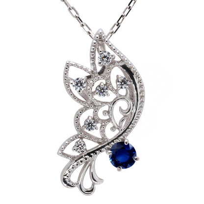 バタフライ ネックレス レディース 透かし 誕生石 ミルグレイン 蝶 キラキラ アラベスク K10 K18 Pt900 SV925 曲線 上品 大人女子 可愛い デート (品番 mh-0434)