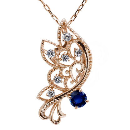 バタフライ ネックレス レディース 透かし 誕生石 ミルグレイン 蝶 キラキラ アラベスク K10 K18 Pt900 SV925 曲線 上品 大人女子 可愛い デート (品番 mh-0434)