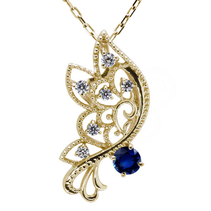 バタフライ ネックレス レディース 透かし 誕生石 ミルグレイン 蝶 キラキラ アラベスク K10 K18 Pt900 SV925 曲線 上品 大人女子 可愛い デート (品番 mh-0434)