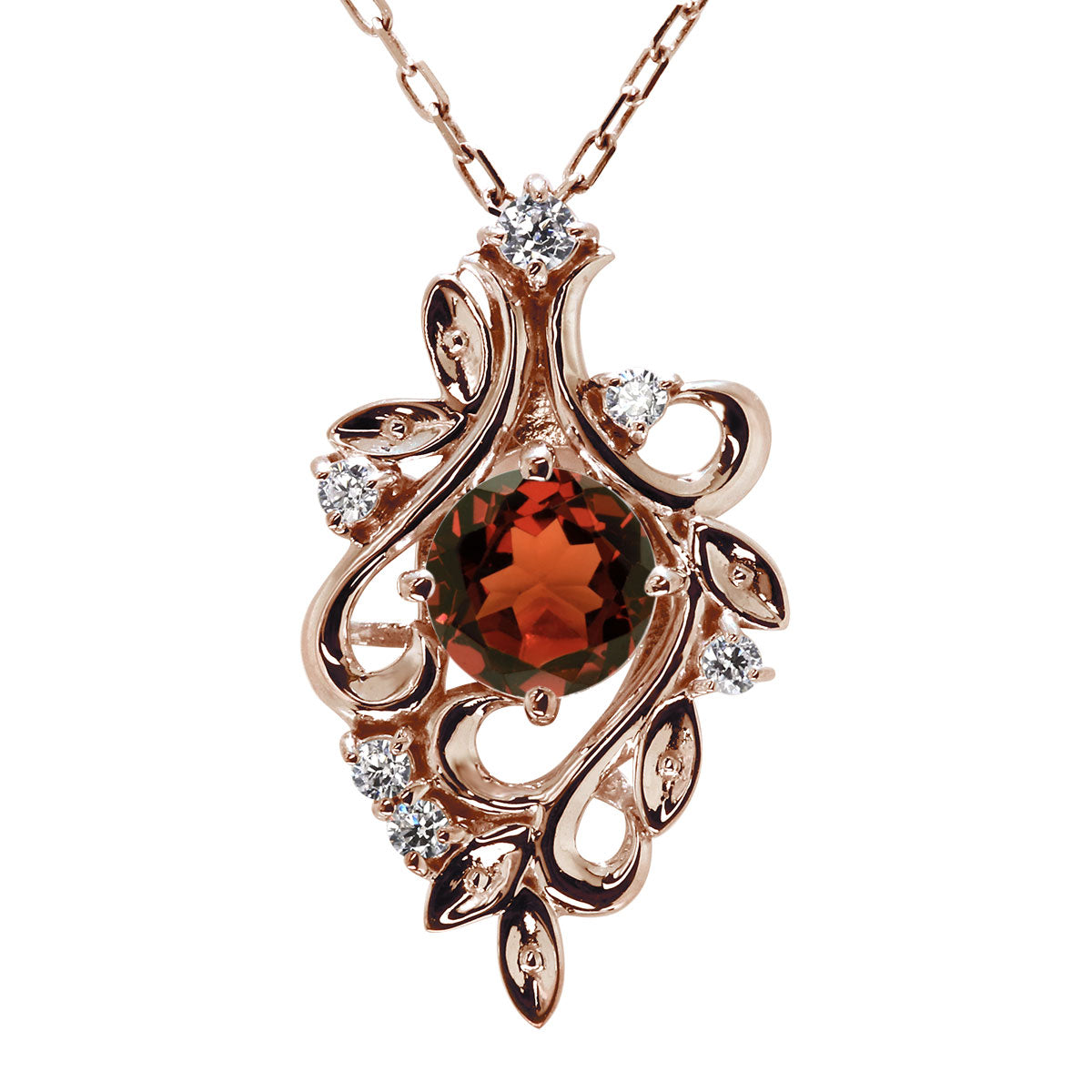 ネックレス リーフ レディース 唐草 ペンダント 選べる誕生石 12石 アラベスク 曲線 透かし 植物 葉っぱ  お洒落 素敵 大人 女性 記念日 プレゼント (品番 mh-0437)