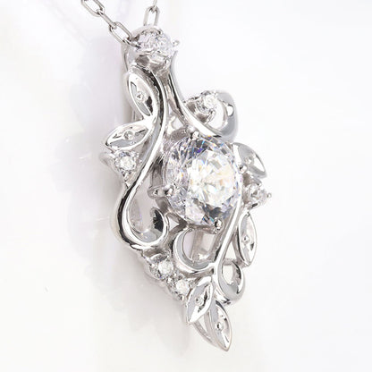 ダイヤモンド ネックレス レディース 鑑定書付き 0.5ct リーフ 18金 プラチナ 上質ダイヤモンド 天然石 唐草 華やか ラグジュアリー ジュエリー (品番 mh-0437-4-cgl)