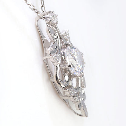 ダイヤモンド ネックレス レディース 鑑定書付き 0.5ct リーフ 18金 プラチナ 上質ダイヤモンド 天然石 唐草 華やか ラグジュアリー ジュエリー (品番 mh-0437-4-cgl)