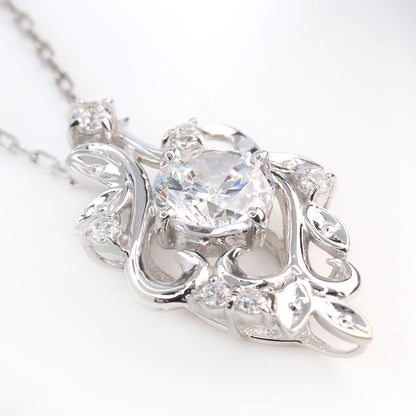ダイヤモンド ネックレス レディース 鑑定書付き 0.5ct リーフ 18金 プラチナ 上質ダイヤモンド 天然石 唐草 華やか ラグジュアリー ジュエリー (品番 mh-0437-4-cgl)