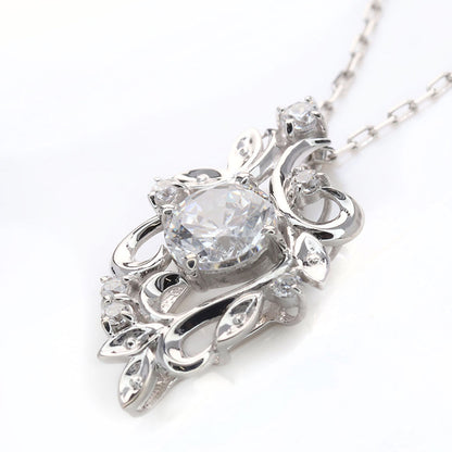 ダイヤモンド ネックレス レディース 鑑定書付き 0.5ct リーフ 18金 プラチナ 上質ダイヤモンド 天然石 唐草 華やか ラグジュアリー ジュエリー (品番 mh-0437-4-cgl)