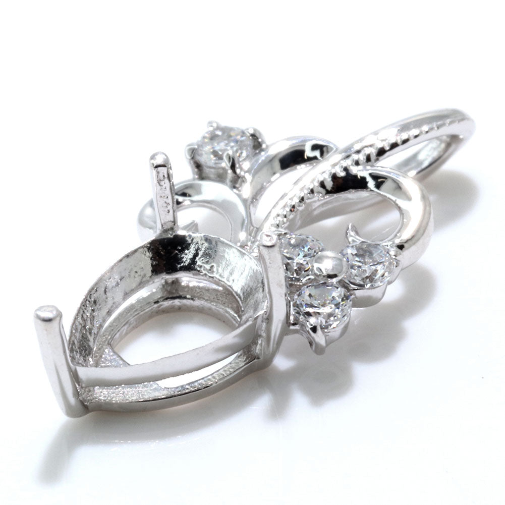 ペアシェイプ 空枠 5×7mm ペンダントトップ ボタニカル 唐草 フラワー 小花 可愛い K10 K18 Pt900 SV925 レディース ベリー ストロベリー フラワーガーデン (品番 mh-0438-kw)
