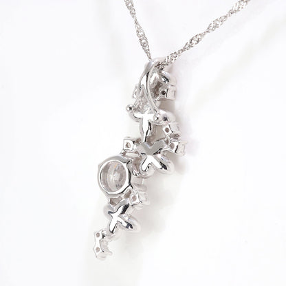 ダイヤモンド フラワー ネックレス レディース 鑑定書付き 0.5ct ハイグレード K18 Pt900 花 ペンダント 記念日 結婚記念日 10年 10周年 ギフト (品番 mh-0440-4-cgl)