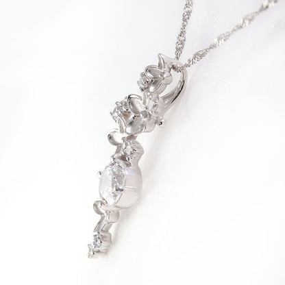 ダイヤモンド フラワー ネックレス レディース 鑑定書付き 0.5ct ハイグレード K18 Pt900 花 ペンダント 記念日 結婚記念日 10年 10周年 ギフト (品番 mh-0440-4-cgl)