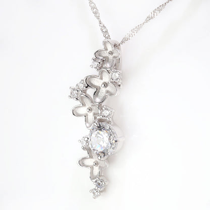 ダイヤモンド フラワー ネックレス レディース 鑑定書付き 0.5ct ハイグレード K18 Pt900 花 ペンダント 記念日 結婚記念日 10年 10周年 ギフト (品番 mh-0440-4-cgl)