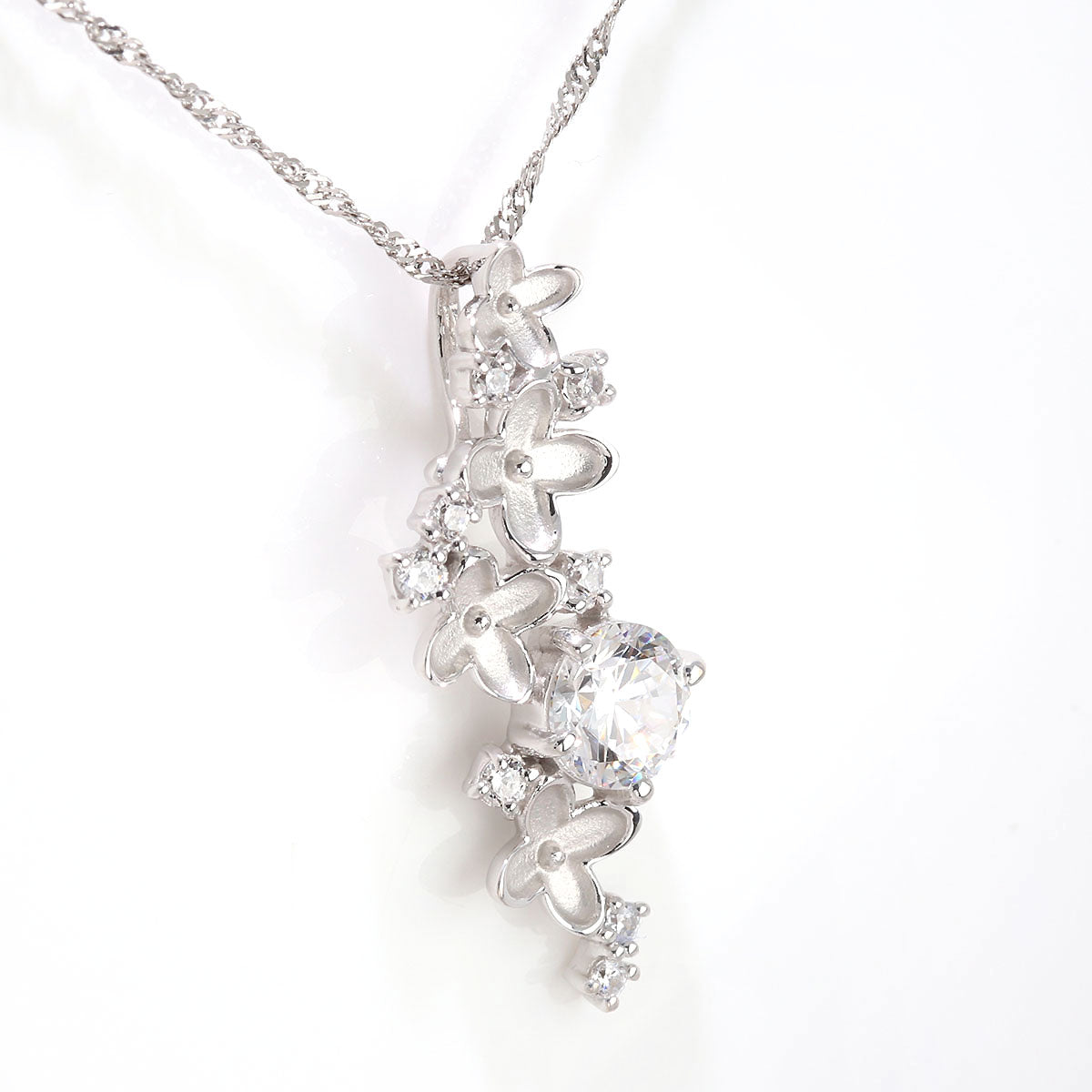 ダイヤモンド フラワー ネックレス レディース 鑑定書付き 0.5ct ハイグレード K18 Pt900 花 ペンダント 記念日 結婚記念日 10年 10周年 ギフト (品番 mh-0440-4-cgl)