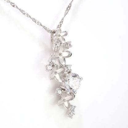 ダイヤモンド フラワー ネックレス レディース 鑑定書付き 0.5ct ハイグレード K18 Pt900 花 ペンダント 記念日 結婚記念日 10年 10周年 ギフト (品番 mh-0440-4-cgl)