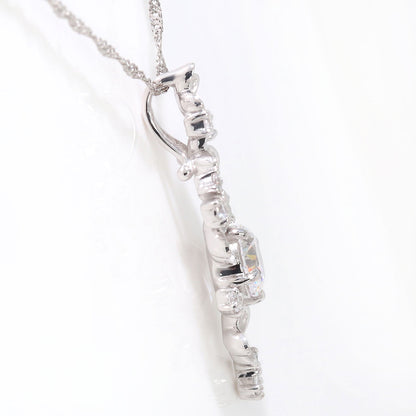 ダイヤモンド フラワー ネックレス レディース 鑑定書付き 0.5ct ハイグレード K18 Pt900 花 ペンダント 記念日 結婚記念日 10年 10周年 ギフト (品番 mh-0440-4-cgl)