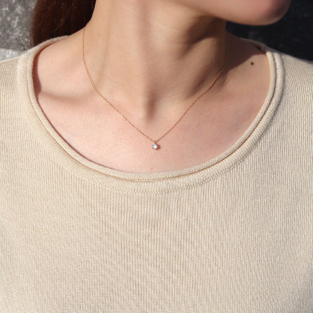 モアサナイト ネックレス 一粒 4mm レディース K18 Pt900 K10 モアッサナイト シンプル 小豆チェーン 誕生日 彼女 奥さん プレゼント クリスマス (品番 mh-0441-moissanite)